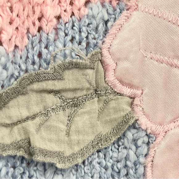 VTG Needles & Yarn Grannycore Knobby Chunky Knit Pastel Floral Crewneck Sweater - Picture 7 of 11